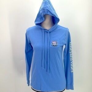 UEC Vineyard Vines 145th Kentucky Derby blue hooded long sleeve t-shirt size xxs